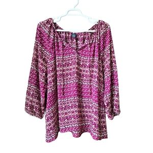 Faded Glory Magenta Floral Blouse